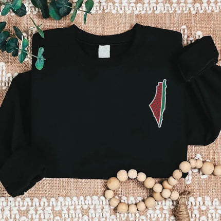 Embroidered Palestine Map Watermelon Unisex Jumper Palestine Clothing