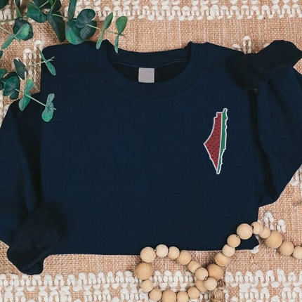 Embroidered Palestine Map Watermelon Unisex Jumper Palestine Clothing