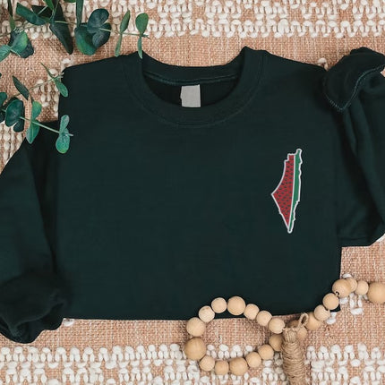 Embroidered Palestine Map Watermelon Unisex Jumper Palestine Clothing