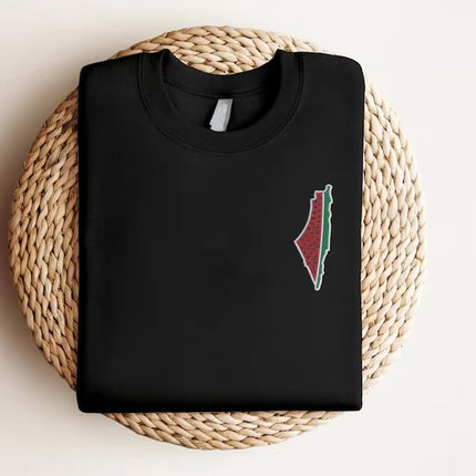 Embroidered Palestine Map Watermelon Unisex Jumper Palestine Clothing