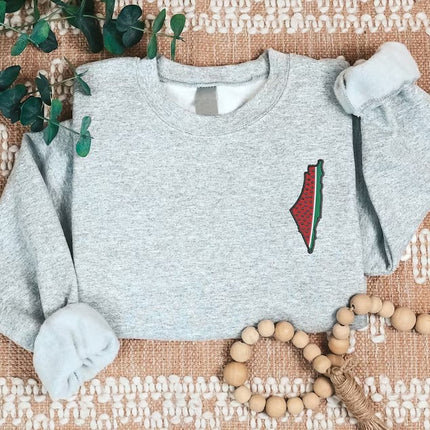 Embroidered Palestine Map Watermelon Unisex Jumper Palestine Clothing
