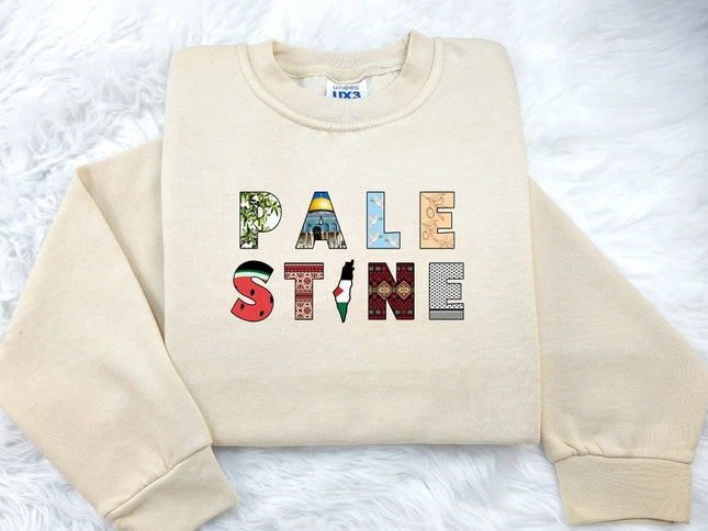 Palestine Retro Printed Sweatshirt – Comfy Crewneck Jumper for Adults