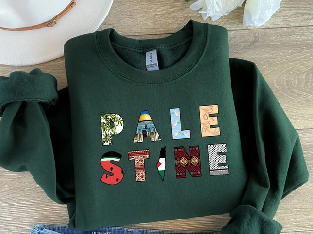 Palestine Retro Printed Sweatshirt – Comfy Crewneck Jumper for Adults