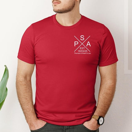 Personalised Papa EST Date Shirt, Custom Papa Monogram Tee with Kids Names