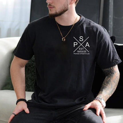 Personalised Papa EST Date Shirt, Custom Papa Monogram Tee with Kids Names