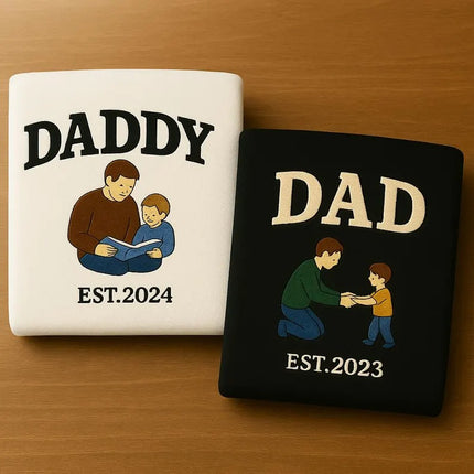 Custom Embroidered Dad Sweatshirt with Photo, Daddy and Me Photo Sketch Sweater
