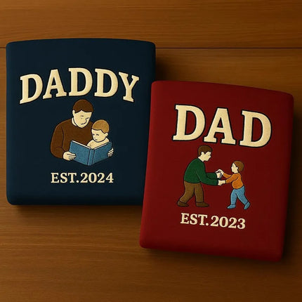 Custom Embroidered Dad Sweatshirt with Photo, Daddy and Me Photo Sketch Sweater