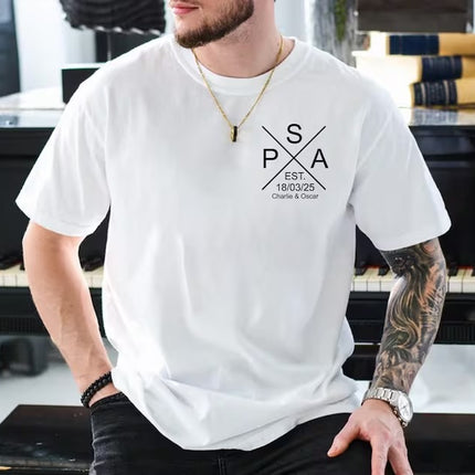 Personalised Papa EST Date Shirt, Custom Papa Monogram Tee with Kids Names