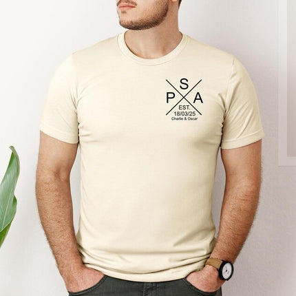 Personalised Papa EST Date Shirt, Custom Papa Monogram Tee with Kids Names