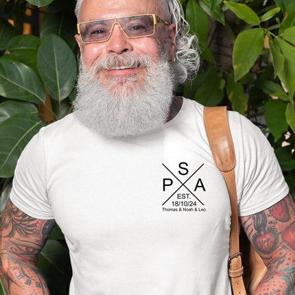 Personalised Papa EST Date Shirt, Custom Papa Monogram Tee with Kids Names