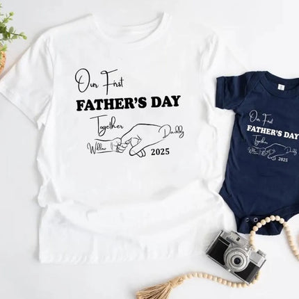Our First Father's Day Shirt, Personalised Dad and Kids Matching Tee, New Dad Gift