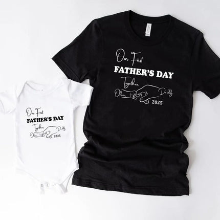 Our First Father's Day Shirt, Personalised Dad and Kids Matching Tee, New Dad Gift