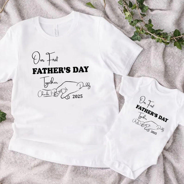 Our First Father's Day Shirt, Personalised Dad and Kids Matching Tee, New Dad Gift