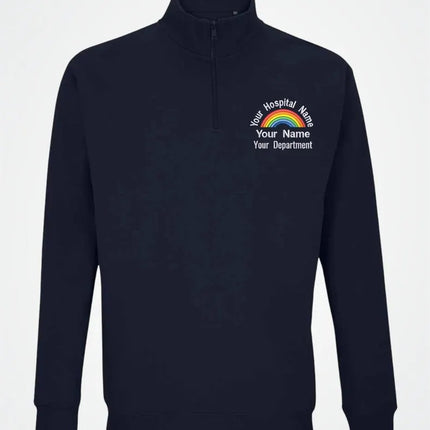 Personalised Rainbow Nurse Zip Sweatshirt – Custom Department Name Nurse Zip Sweater