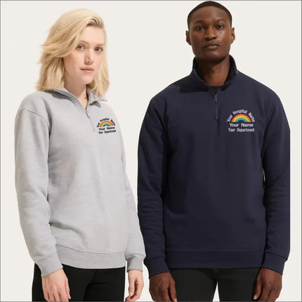 Personalised Rainbow Nurse Zip Sweatshirt – Custom Department Name Nurse Zip Sweater