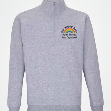 Personalised Rainbow Nurse Zip Sweatshirt – Custom Department Name Nurse Zip Sweater