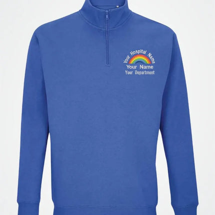 Personalised Rainbow Nurse Zip Sweatshirt – Custom Department Name Nurse Zip Sweater