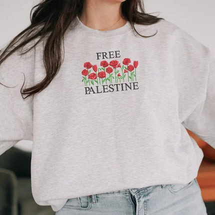 Palestine Wild Flowers Sweatshirt, Embroidered Palestine Floral Sweater, Muslims Gifts