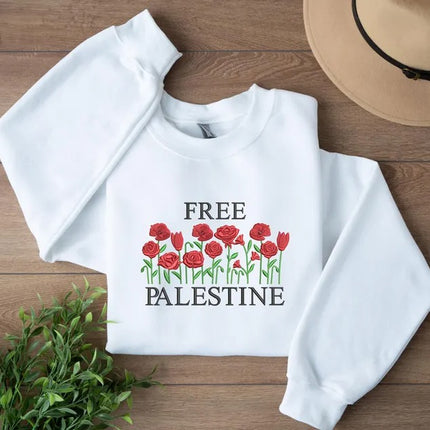 Palestine Wild Flowers Sweatshirt, Embroidered Palestine Floral Sweater, Muslims Gifts