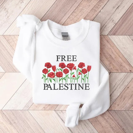 Palestine Wild Flowers Sweatshirt, Embroidered Palestine Floral Sweater, Muslims Gifts
