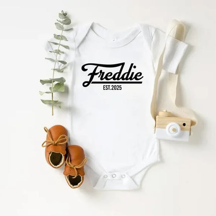 Baby Est Bodysuit, Personalized Baby Bodysuit with Year, Father’s Day Baby Outfit