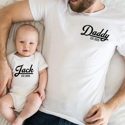 Baby Est Bodysuit, Personalized Baby Bodysuit with Year, Father’s Day Baby Outfit