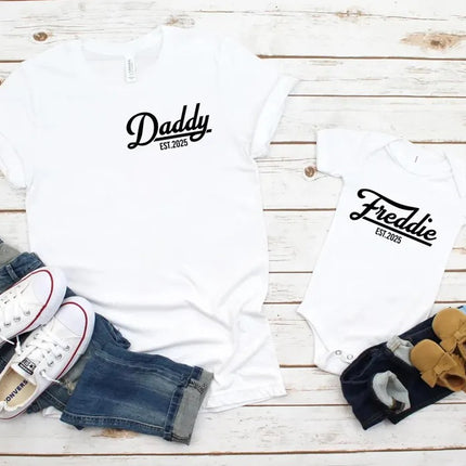 Baby Est Bodysuit, Personalized Baby Bodysuit with Year, Father’s Day Baby Outfit