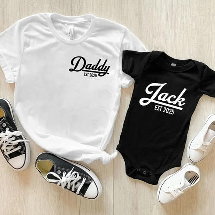 Baby Est Bodysuit, Personalized Baby Bodysuit with Year, Father’s Day Baby Outfit