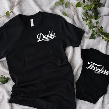 Baby Est Bodysuit, Personalized Baby Bodysuit with Year, Father’s Day Baby Outfit