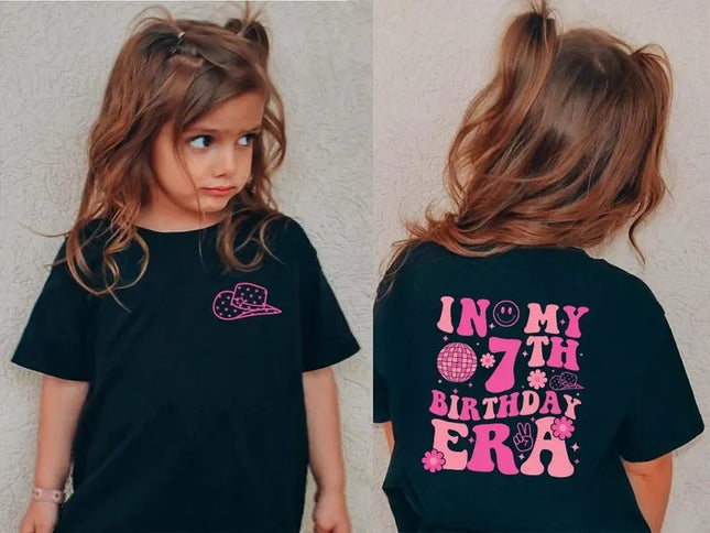 In My Birthday Era Personalised Age T-Shirt, 7th Birthday Shirt, Birthday Girl Tops