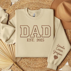 Embroidered Dad Sweatshirt, Personalized Kids Name on Sleeve, Gift for Dad, Father’s Day Gift, Dad Crewneck, New Dad Presents, Gifts for Him