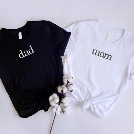 Embroidered Dad Mom Shirts, New Mom Dad T-Shirt, New Parents Gift, Dad Birthday Gifts