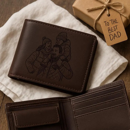 Personalised Fathers Day Wallet, Custom Portrait From Photo Wallet, Dad Birthday Gifts