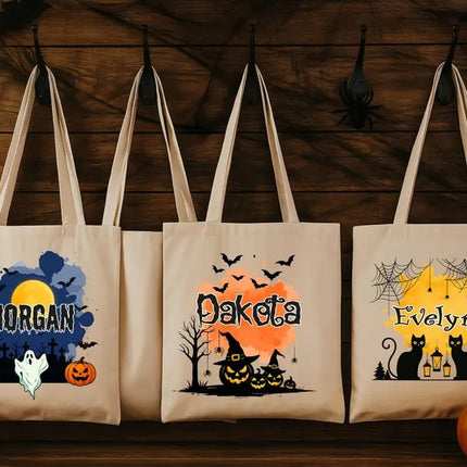 Custom Halloween Tote Bags – Personalised Name Trick‑Or‑Treat Halloween Tote, Fall Gifts