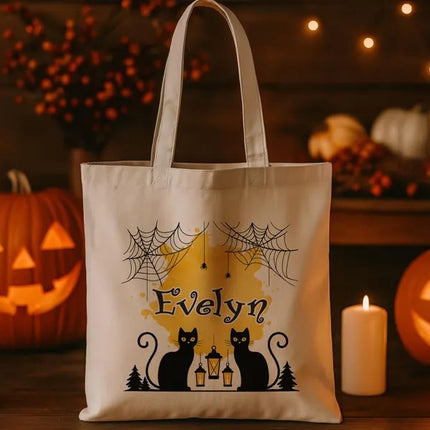 Custom Halloween Tote Bags – Personalised Name Trick‑Or‑Treat Halloween Tote, Fall Gifts