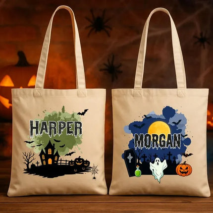 Custom Halloween Tote Bags – Personalised Name Trick‑Or‑Treat Halloween Tote, Fall Gifts