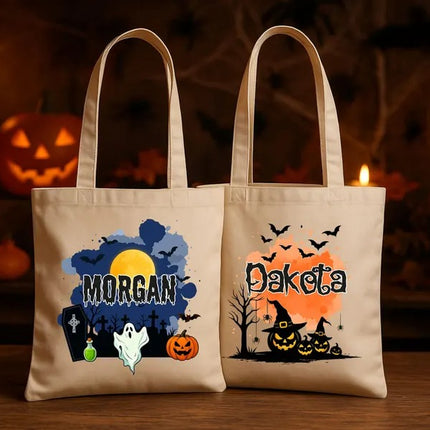 Custom Halloween Tote Bags – Personalised Name Trick‑Or‑Treat Halloween Tote, Fall Gifts