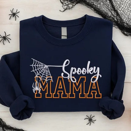 Spooky Mama Embroidered Sweatshirt – Mama Halloween Sweaters, Halloween Fall Gift