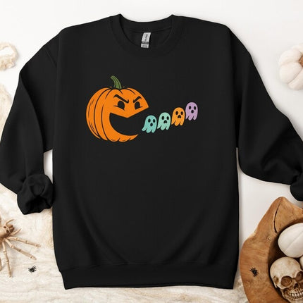 Halloween Spooky Ghost Sweatshirt – Pumpkin Eating Ghost Jumper, Halloween Outfits