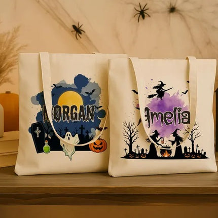 Custom Halloween Tote Bags – Personalised Name Trick‑Or‑Treat Halloween Tote, Fall Gifts