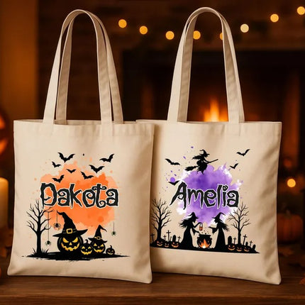 Custom Halloween Tote Bags – Personalised Name Trick‑Or‑Treat Halloween Tote, Fall Gifts