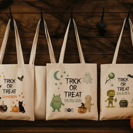Custom Halloween Trick‑Or‑Treat Tote Bag – Personalized Tote with Name, Gifts for Kids