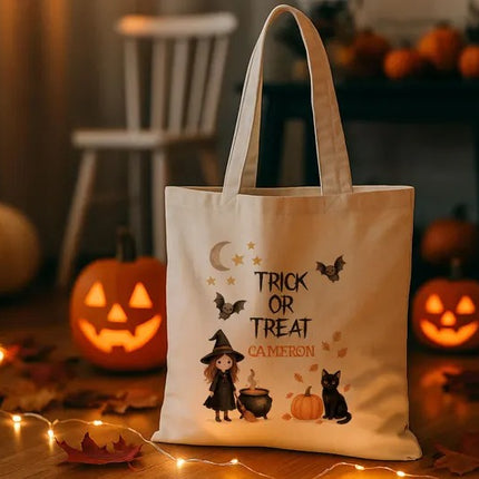 Custom Halloween Trick‑Or‑Treat Tote Bag – Personalized Tote with Name, Gifts for Kids