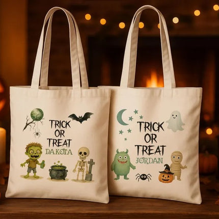 Custom Halloween Trick‑Or‑Treat Tote Bag – Personalized Tote with Name, Gifts for Kids