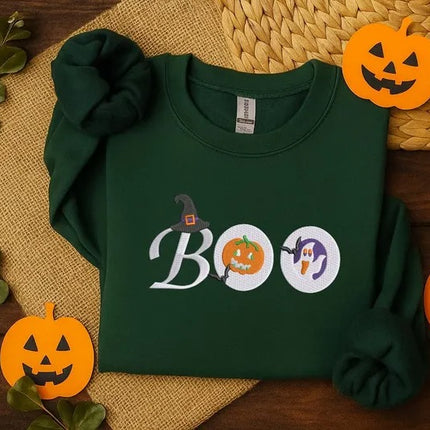 Halloween Cookies Embroidered Sweatshirt, Boo Ghost Halloween Jumper, Halloween Gifts
