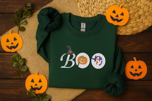 Halloween Cookies Embroidered Sweatshirt, Boo Ghost Halloween Jumper, Halloween Gifts