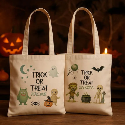 Custom Halloween Trick‑Or‑Treat Tote Bag – Personalized Tote with Name, Gifts for Kids