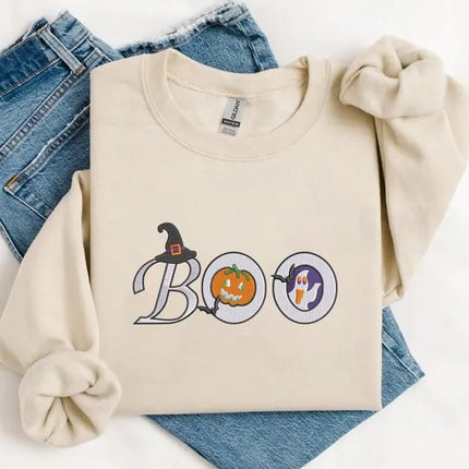 Halloween Cookies Embroidered Sweatshirt, Boo Ghost Halloween Jumper, Halloween Gifts
