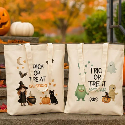 Custom Halloween Trick‑Or‑Treat Tote Bag – Personalized Tote with Name, Gifts for Kids