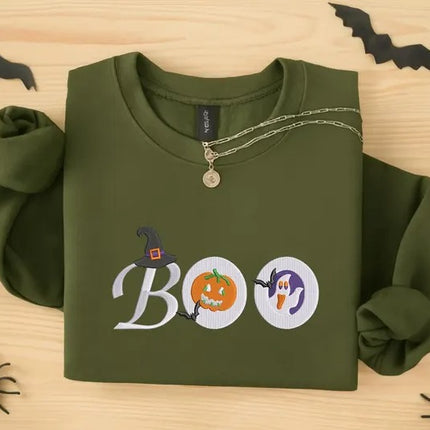 Halloween Cookies Embroidered Sweatshirt, Boo Ghost Halloween Jumper, Halloween Gifts